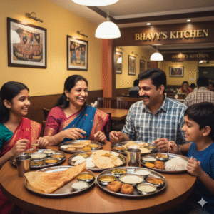 Family dining at Bhavy’s Kitchen – Uppal