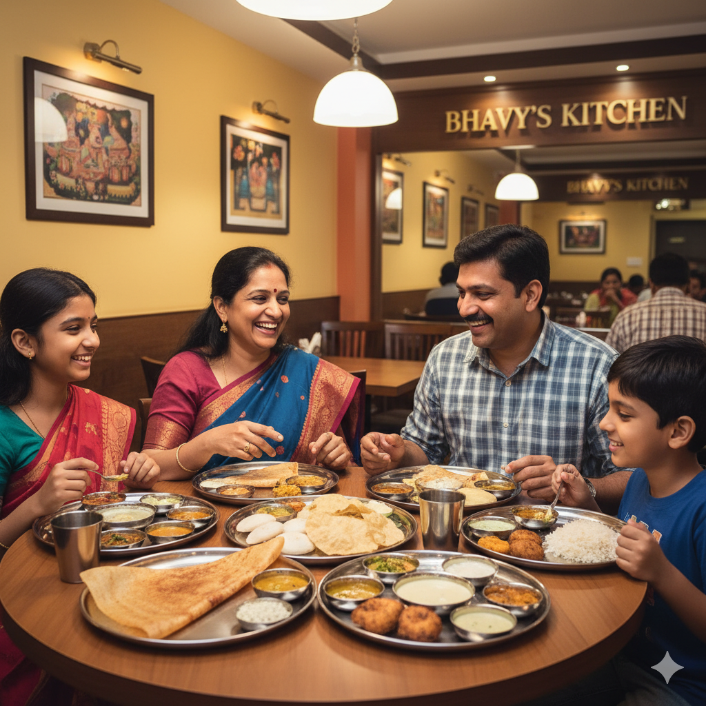 Family dining at Bhavy’s Kitchen – Uppal
