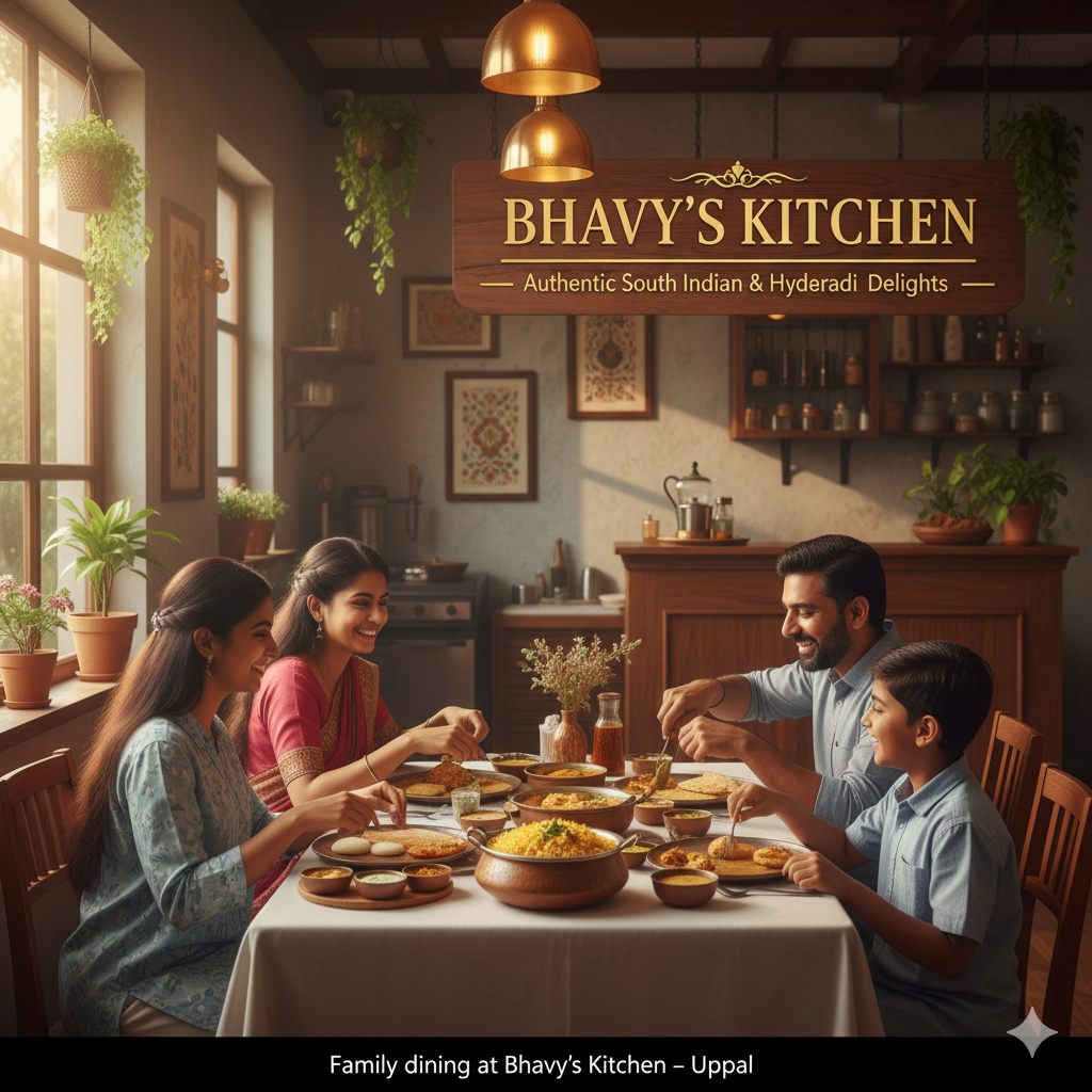Family dining at Bhavy’s Kitchen – Uppal