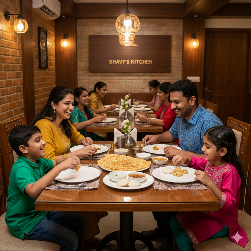 Family dining at Bhavy’s Kitchen