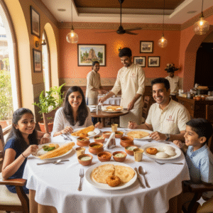 Family dining at Bhavy’s Kitchen Uppal