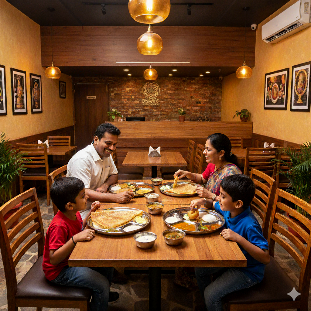 Family dining at Bhavy’s Kitchen – Uppal
