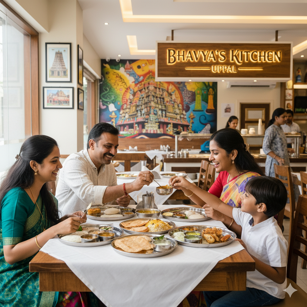 Family dining at Bhavy’s Kitchen – Uppal